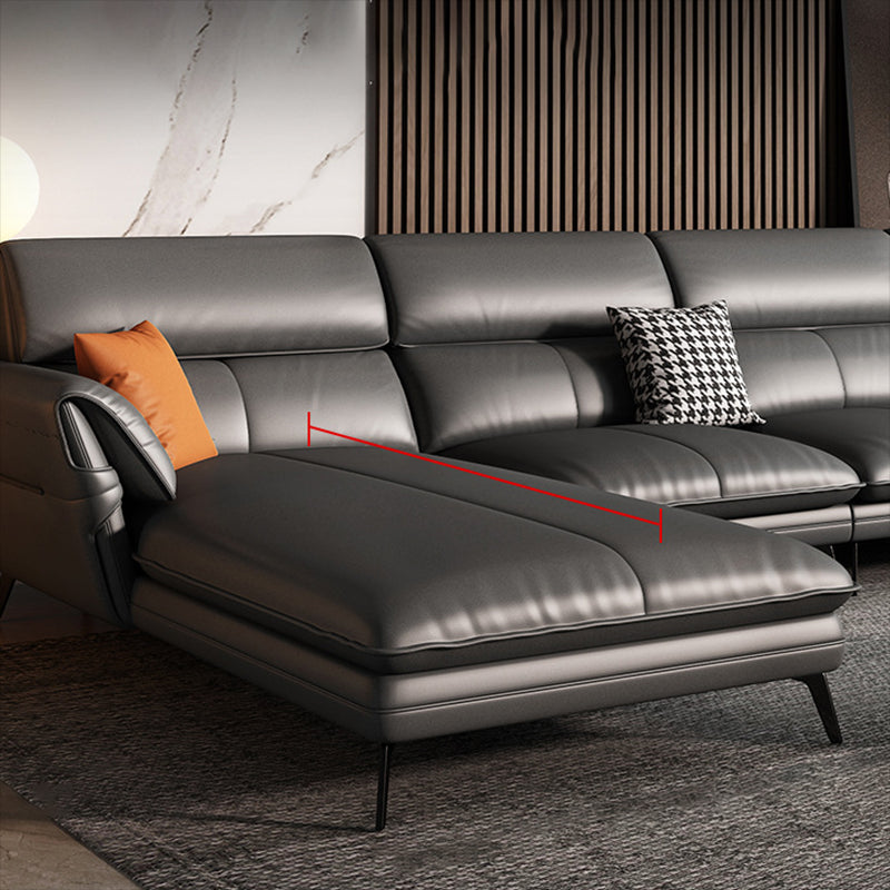 Contemporary Genuine Leather Living Room Pillow Top Arm Seating