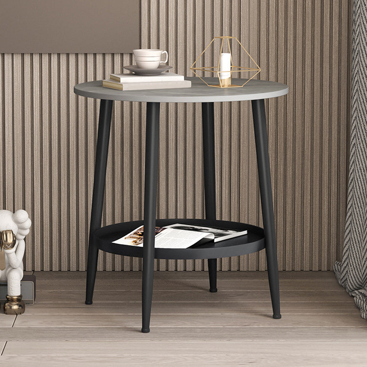 4 Legs Round Side Table Modern Slate Sofa Corner Table with Storage