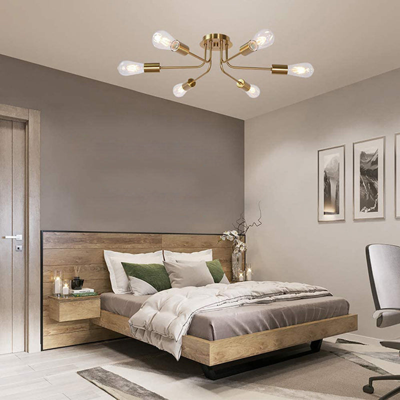 Metal Sputnik Shape Flush Mount Light Modern Multi Lights Flush Mounted Light Fixture