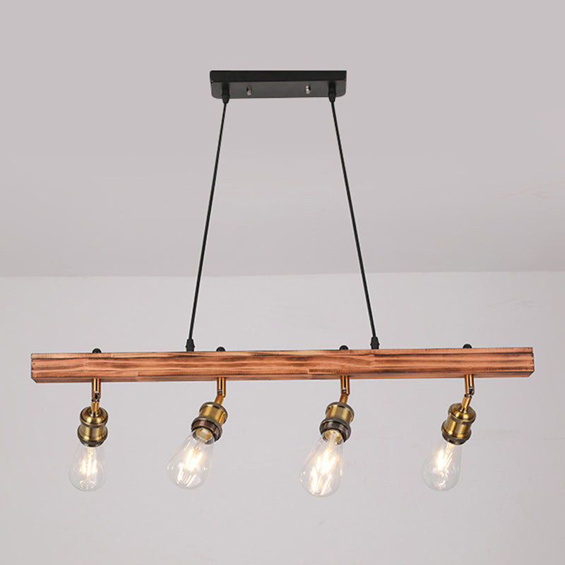 Industrial Ship Shape Island Lighting Wood Multiple-Light Island Pendant