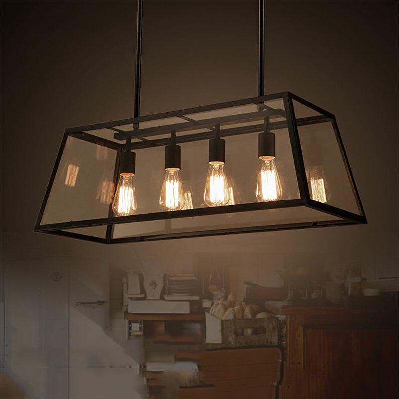 Industrial Trapezoid Island Pendant Lights Metal Multiple-Light Island Lighting