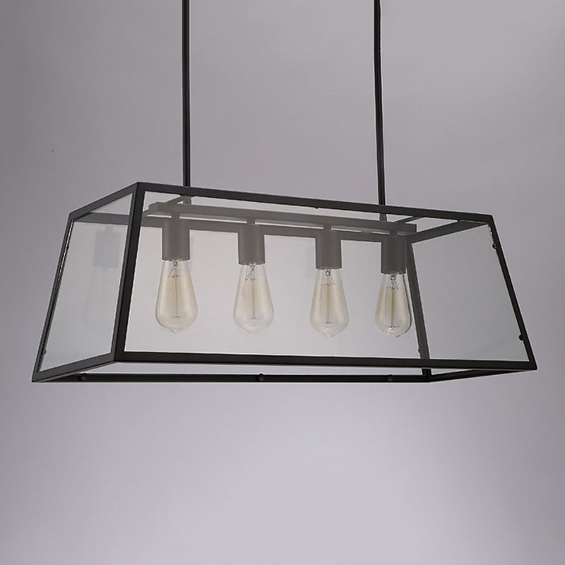 Industrial Trapezoid Island Lighting Metal Multiple-Light Island Pendant