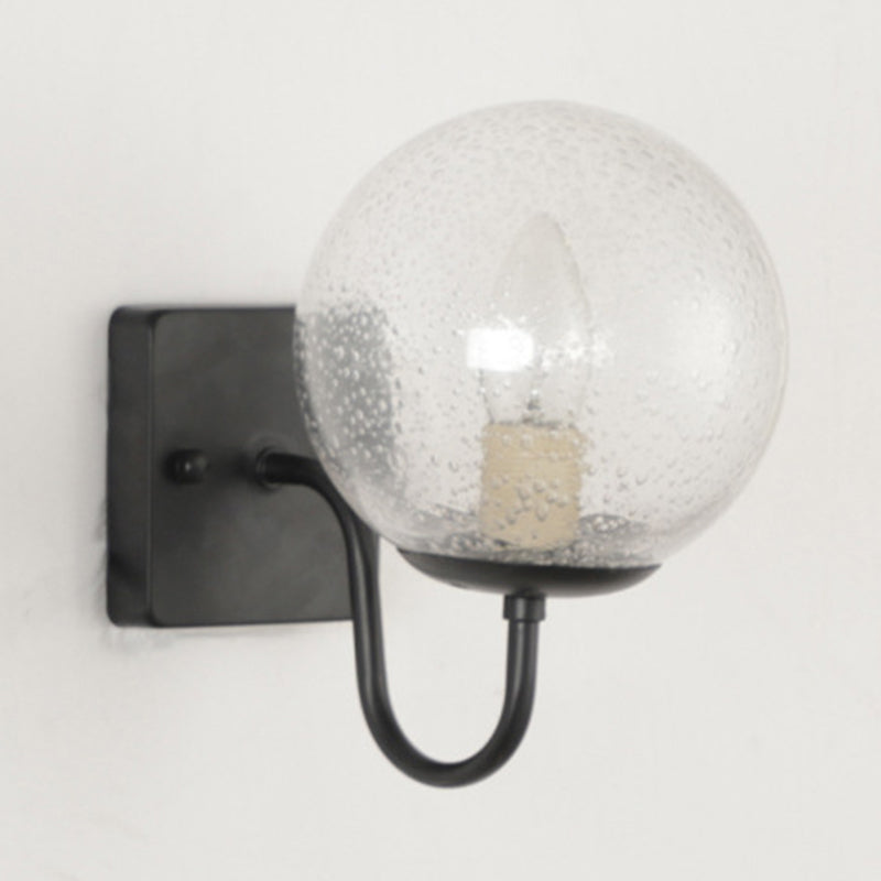 Industrial Glass Wall Light Globe 9.5" High Wall Sconce in Black for Bedroom