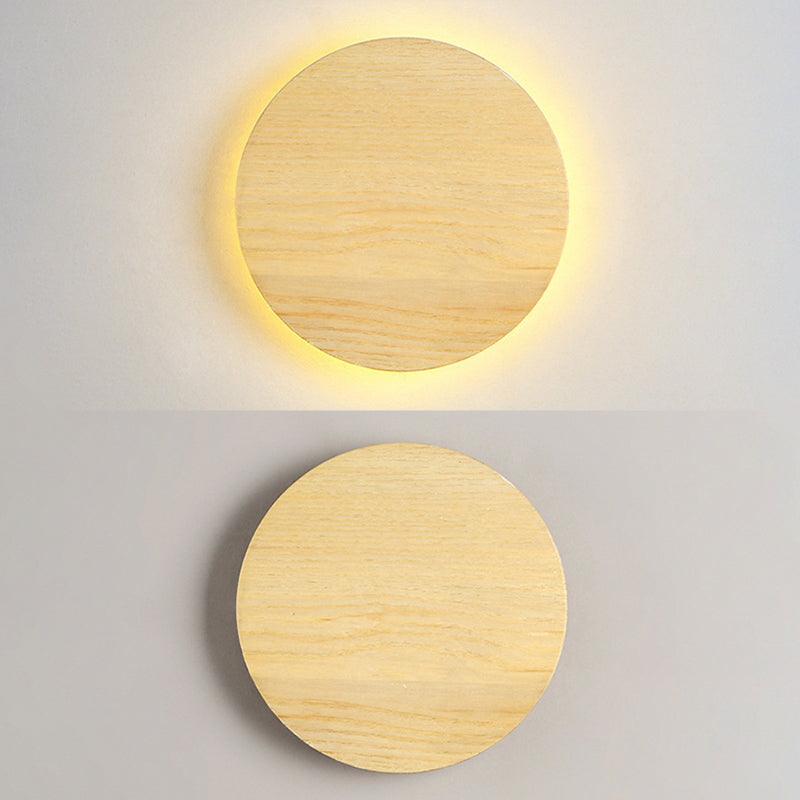 Nordic Style Wood Wall Light Round Shape 1 Light LED Wall Sconce for Bedroom