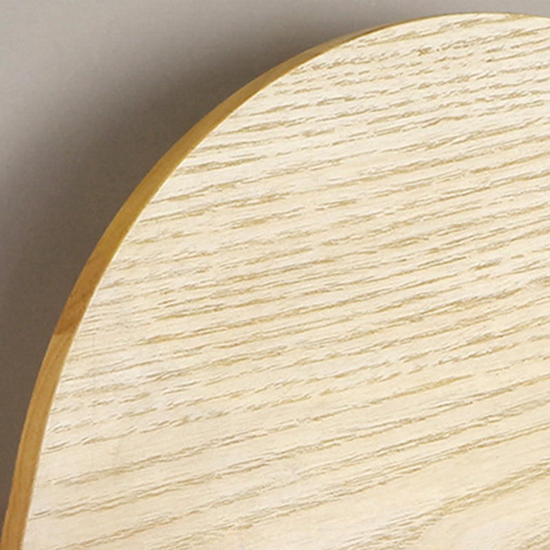 Nordic Style Wood Wall Light Round Shape 1 Light LED Wall Sconce for Bedroom