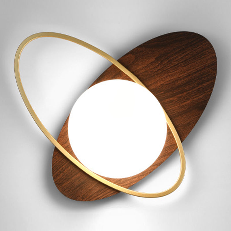 Modern Metal Wall Light Globe 1 Light Wall Sconce with Glass for Bedroom