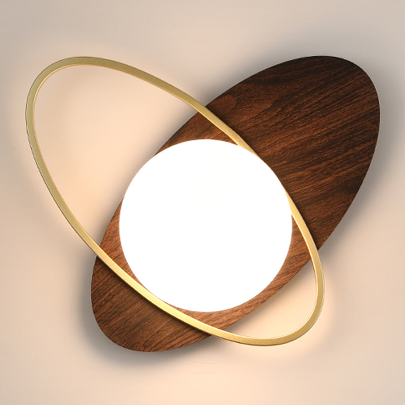 Modern Metal Wall Light Globe 1 Light Wall Sconce with Glass for Bedroom