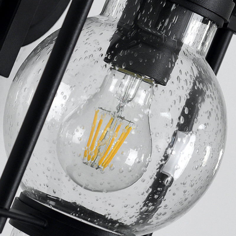 Industrial Glass Wall Light 13" High Wall Sconce in Black for Outdoors