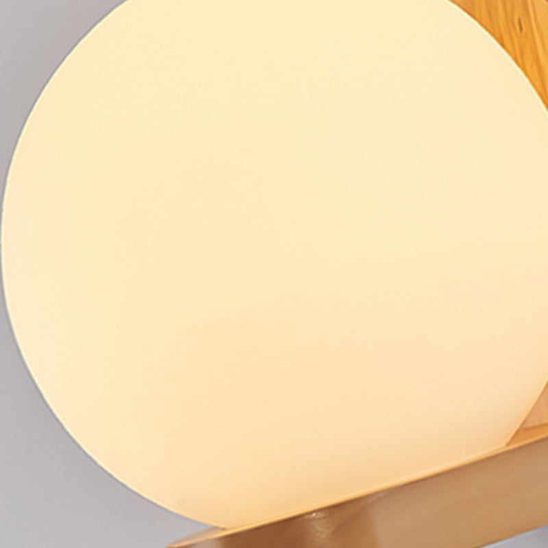 Nordic Wood Wall Light Globe 5.5" Wide Wall Sconce with White Glass for Bedroom