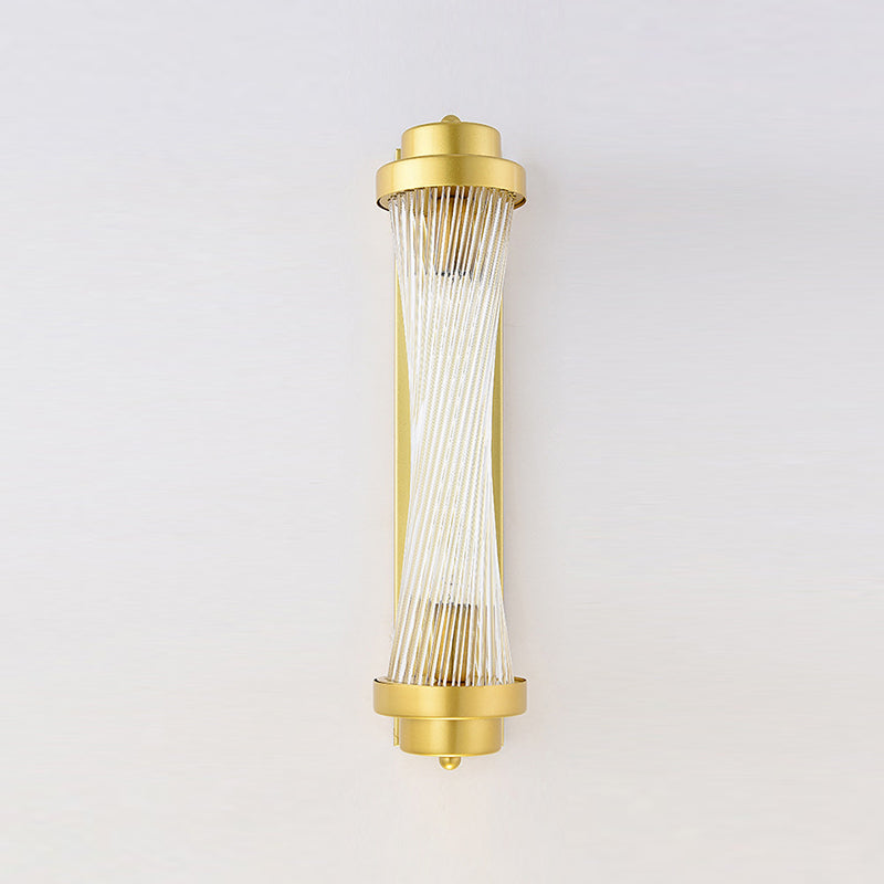 Postmodern Glass Wall Light Cylinder Gold 20" High Wall Sconce for Living Room