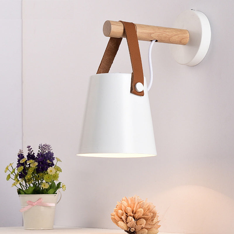 Retro Style Wood Wall Light Bowl Shape 5" Wide Wall Sconce for Living Room