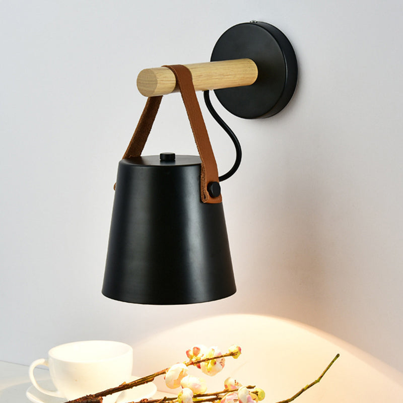 Retro Style Wood Wall Light Bowl Shape 5" Wide Wall Sconce for Living Room