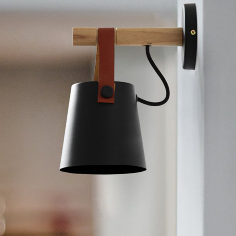 Retro Style Wood Wall Light Bowl Shape 5" Wide Wall Sconce for Living Room