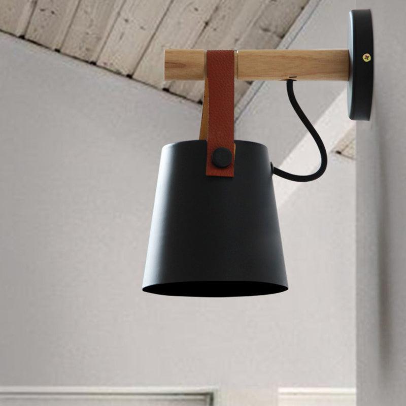 Retro Style Wood Wall Light Bowl Shape 5" Wide Wall Sconce for Living Room
