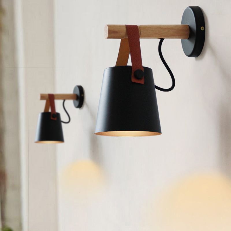 Retro Style Wood Wall Light Bowl Shape 5" Wide Wall Sconce for Living Room