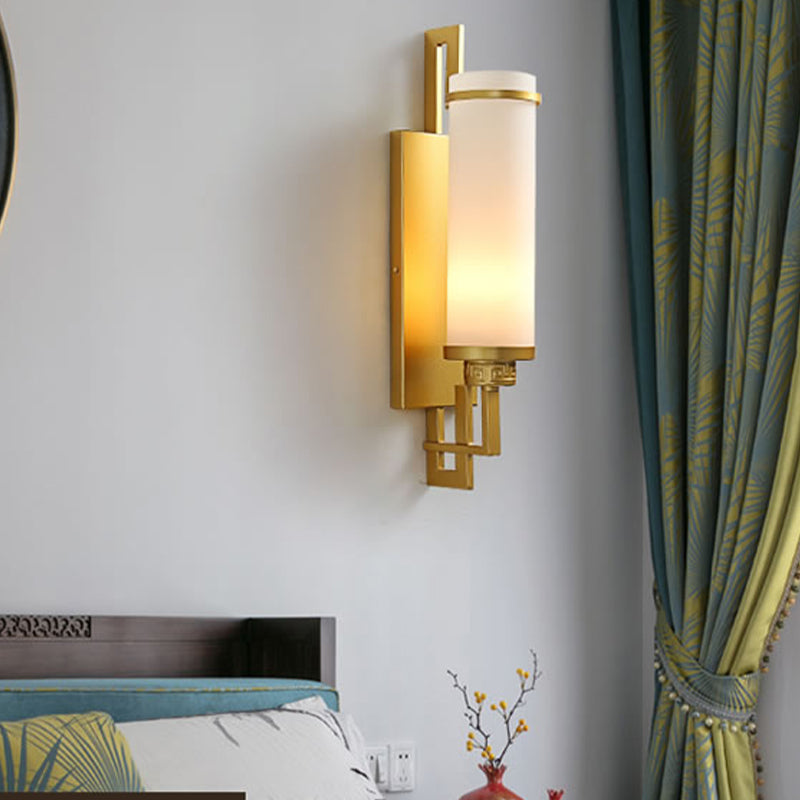 Modern Style Glass Wall Light Cylinder 21.5" High Wall Sconce for Living Room
