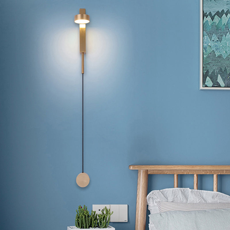 Round Shade Metal Wall Sconce Modern Style 1- Light Wall Mount Lighting