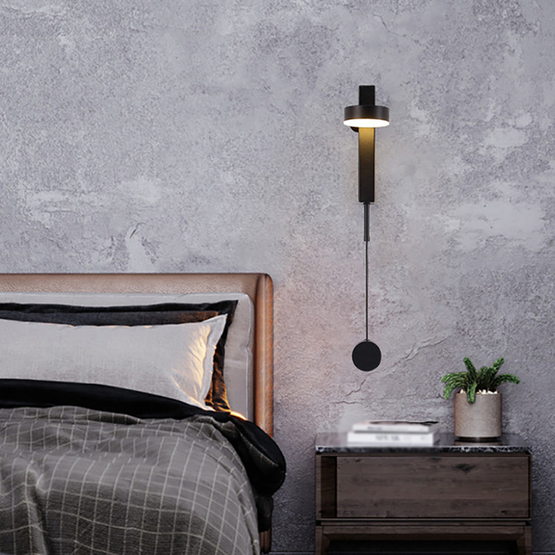 Round Shade Metal Wall Sconce Modern Style 1- Light Wall Mount Lighting