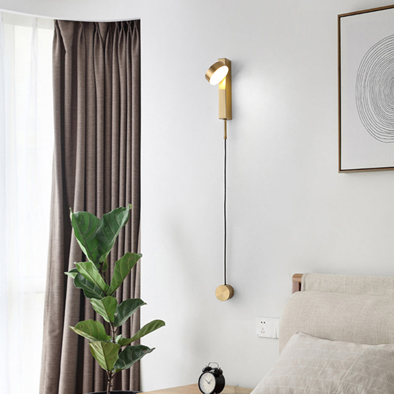 Round Shade Metal Wall Sconce Modern Style 1- Light Wall Mount Lighting