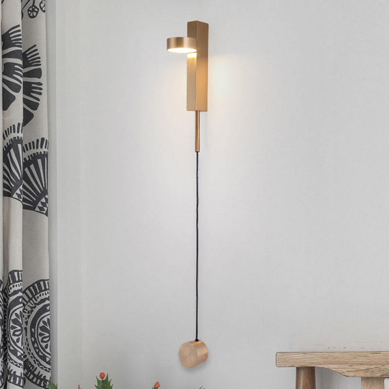 Round Shade Metal Wall Sconce Modern Style 1- Light Wall Mount Lighting