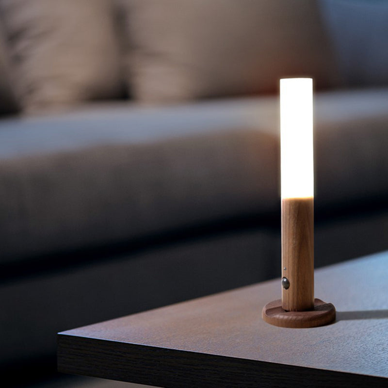 Wood Cylinder Wall Sconce Lighting Modern Style 1 Light Wall Lamps