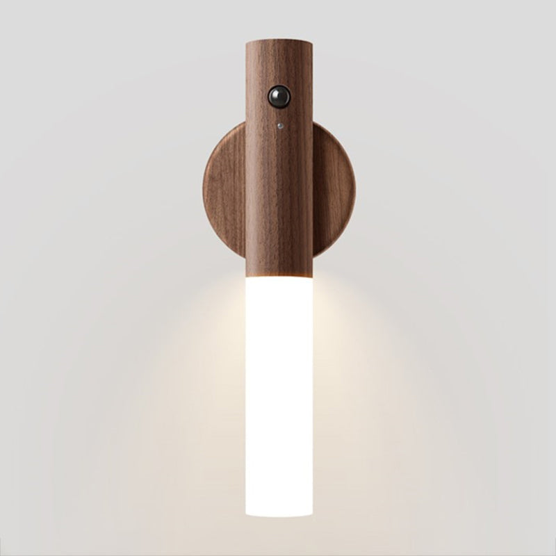 Wood Cylinder Wall Sconce Lighting Modern Style 1 Light Wall Lamps