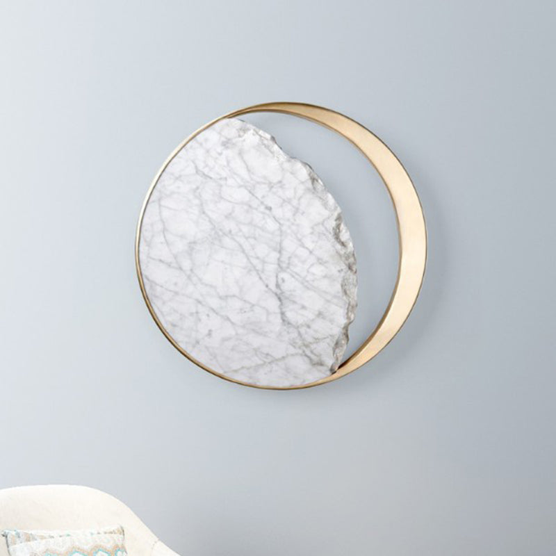 Stone Round Wall Sconce Lighting Modern Style 2 Lights Wall Lamps
