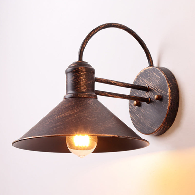 Metal Cone Wall Sconce Lighting Industrial Style 1 Light Wall Lamps