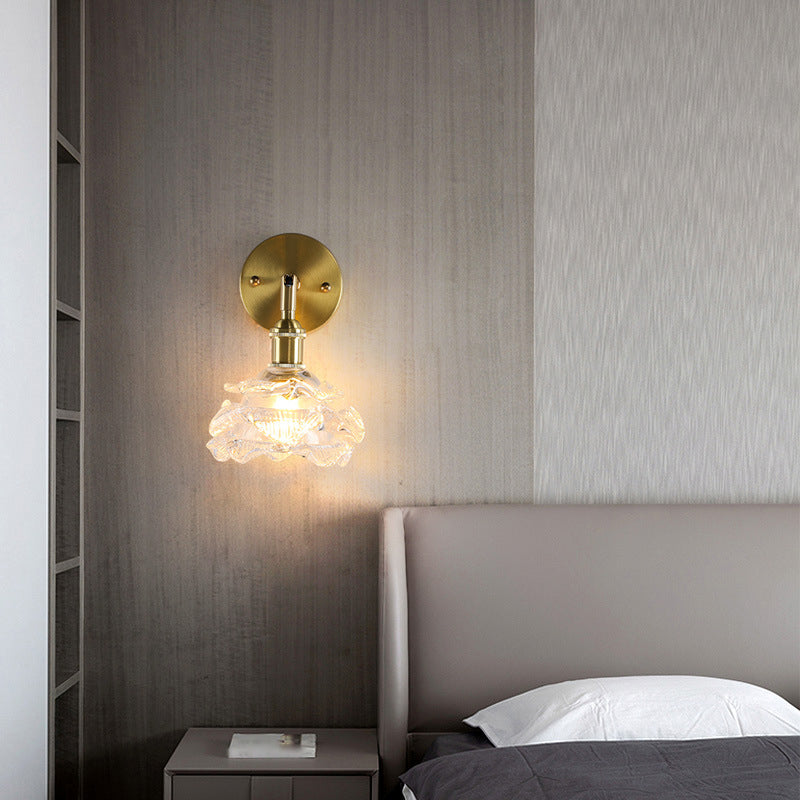 Glass Flower Wall Sconce Lighting Industrial Style 1 Light Wall Lamps