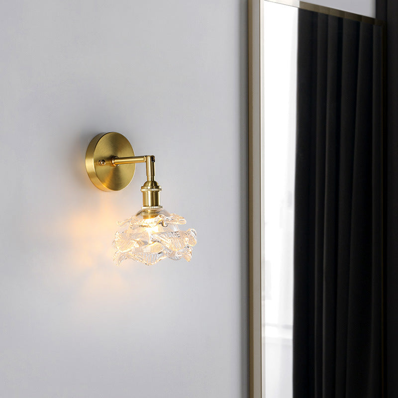 Glass Flower Wall Sconce Lighting Industrial Style 1 Light Wall Lamps
