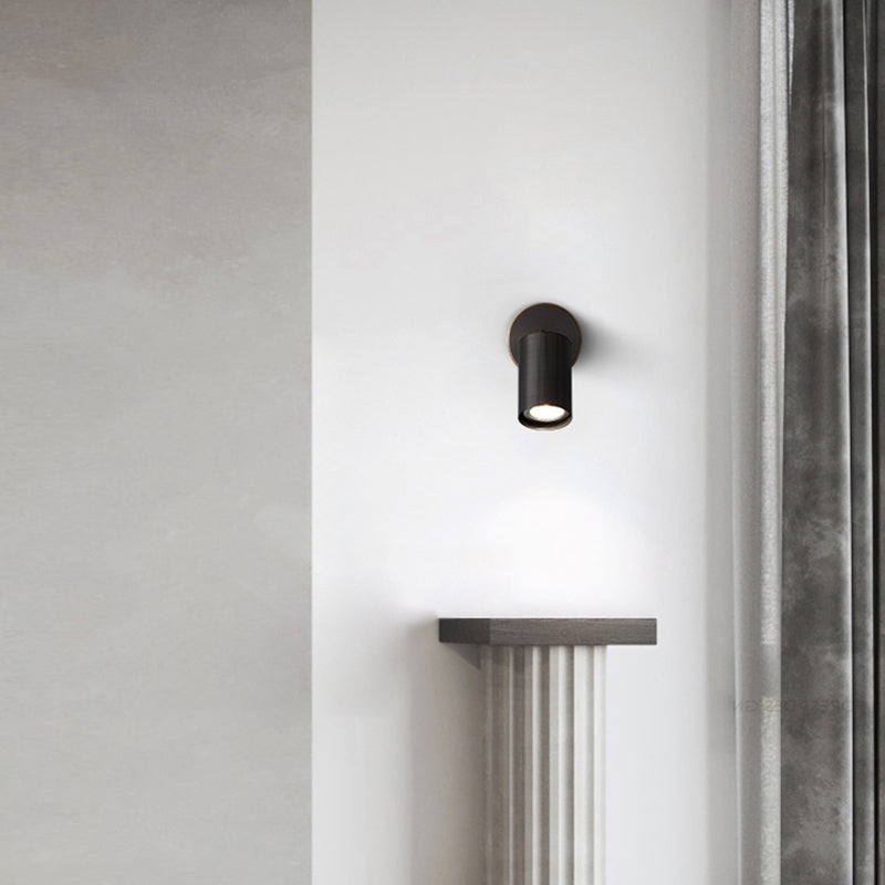 Half Cylinder Shade Metal Wall Sconce Modern Style 1 Light Wall Mount Lighting in Black