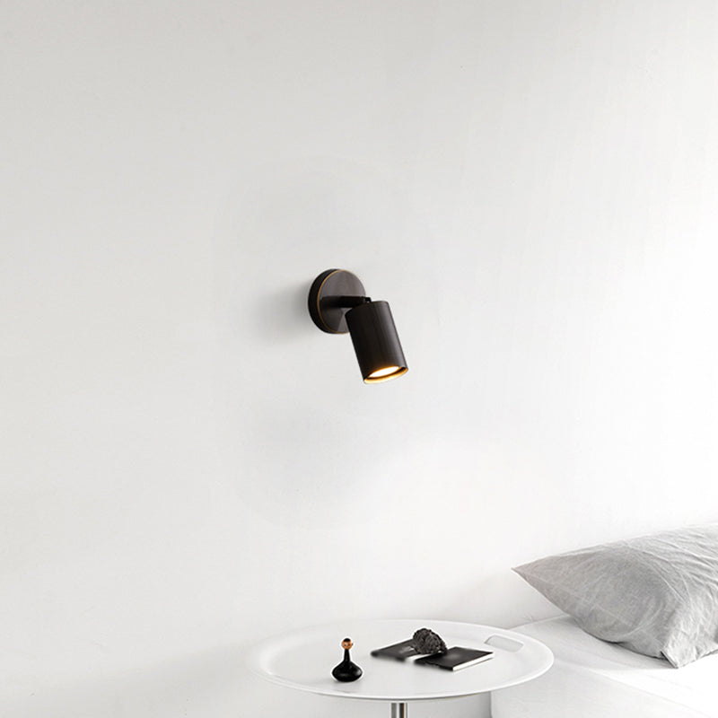 Half Cylinder Shade Metal Wall Sconce Modern Style 1 Light Wall Mount Lighting in Black