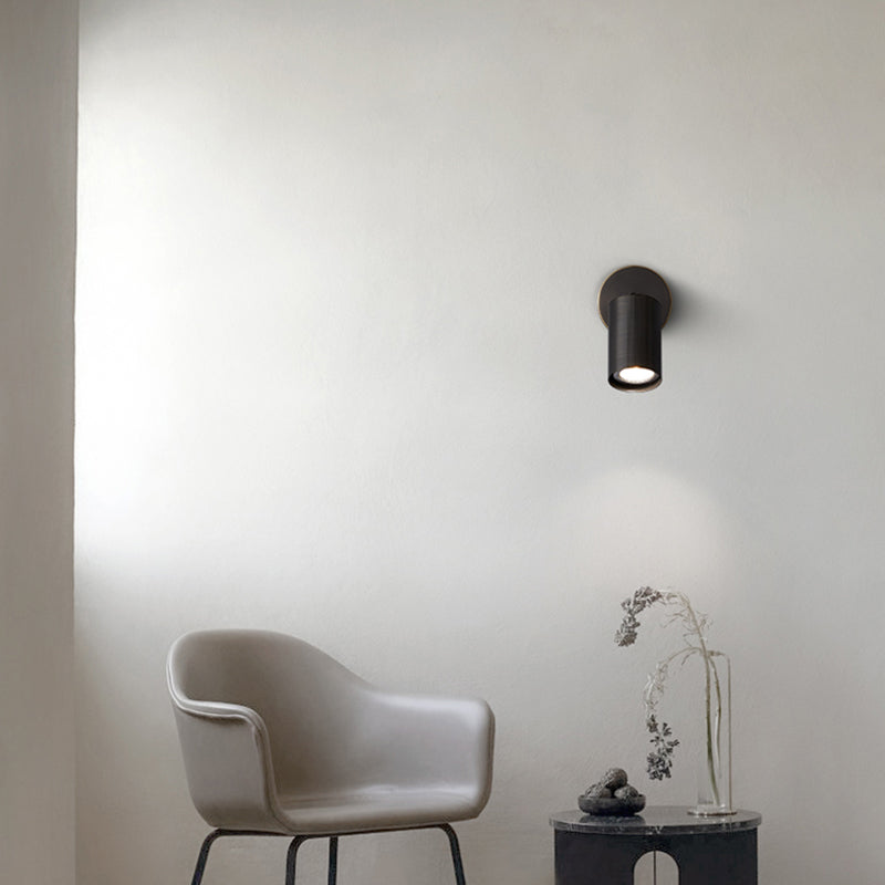 Half Cylinder Shade Metal Wall Sconce Modern Style 1 Light Wall Mount Lighting in Black