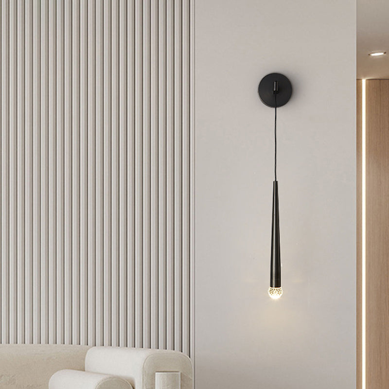 Geometric Shade Crystal Wall Sconce Modern Style 1 Light Wall Mount Lighting in Black