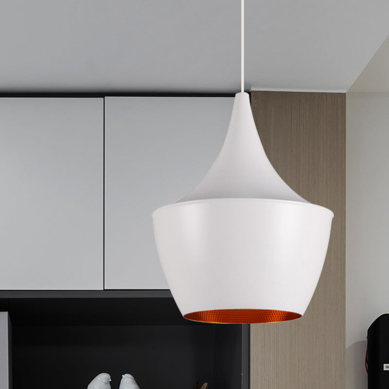 Luce a sospensione cono/piattino/urna in metallo Light industriale in bianco/bianco/oro lampada appesa con baldacchino lineare/rotondo