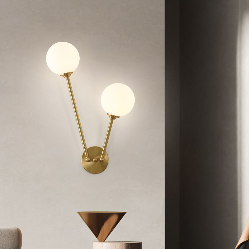 Glass Ball Shade Vanity Lighting Minimalist Wall Light Sconce for Bathroom