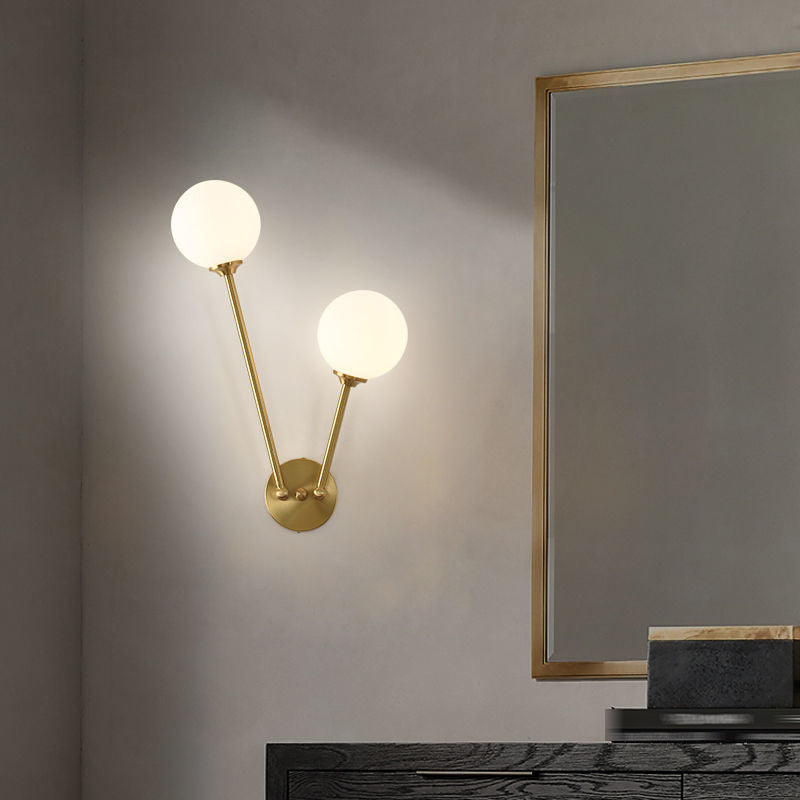 Glass Ball Shade Vanity Lighting Minimalist Wall Light Sconce for Bathroom