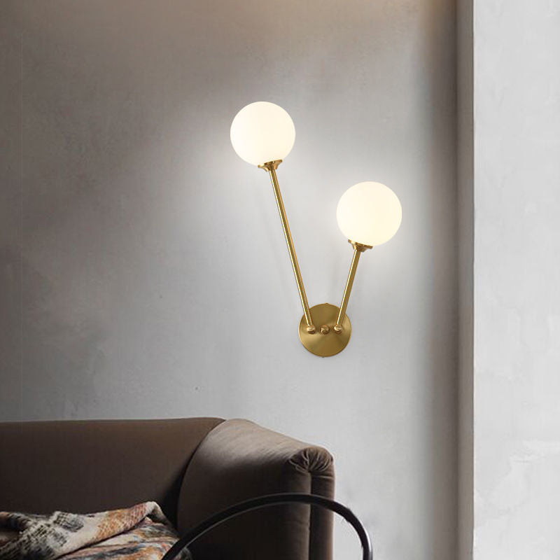 Glass Ball Shade Vanity Lighting Minimalist Wall Light Sconce for Bathroom