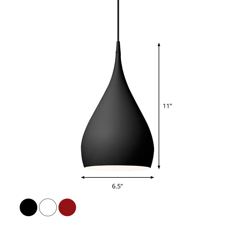6,5 "/10" Luce a sospensione a goccia larga in metallo moderno 1 luce bianca/bianca/rossa