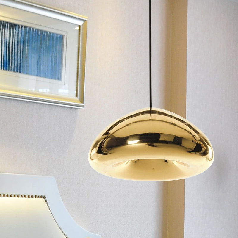 7"/12"W Recessed Shape Pendant Lighting Post-Modern Glass 1 Light Sliver/Gold/Rose Gold Hanging Light