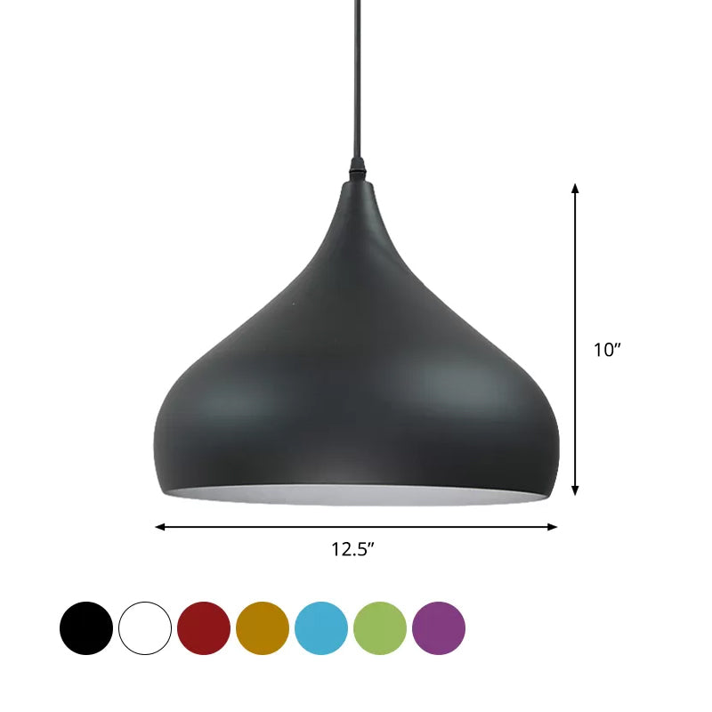 12.5"/16.5" Wide Dome Pendant Lighting Modern Iron 1 Light Black/White/Red Hanging Light