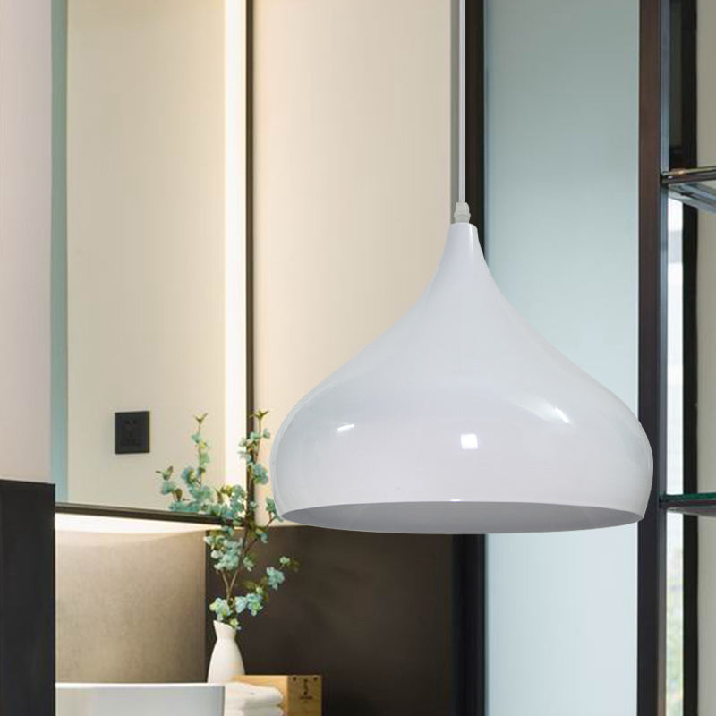 12.5"/16.5" Wide Dome Pendant Lighting Modern Iron 1 Light Black/White/Red Hanging Light