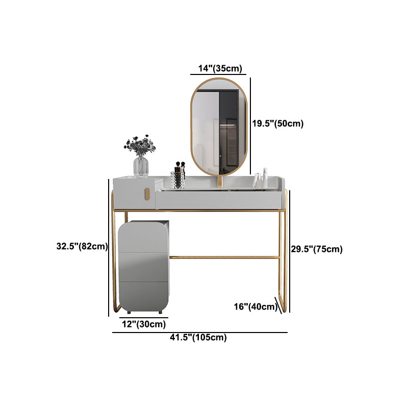 Contemporary Glass Vanity Makeup Dressing Table Set with Mirror & Stool - 32.38" H