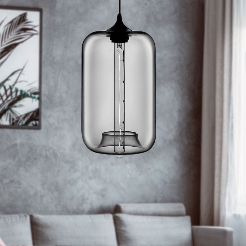 1 lampe à suspension légère avec nuage de bouteille en verre rouge / brun / bleu