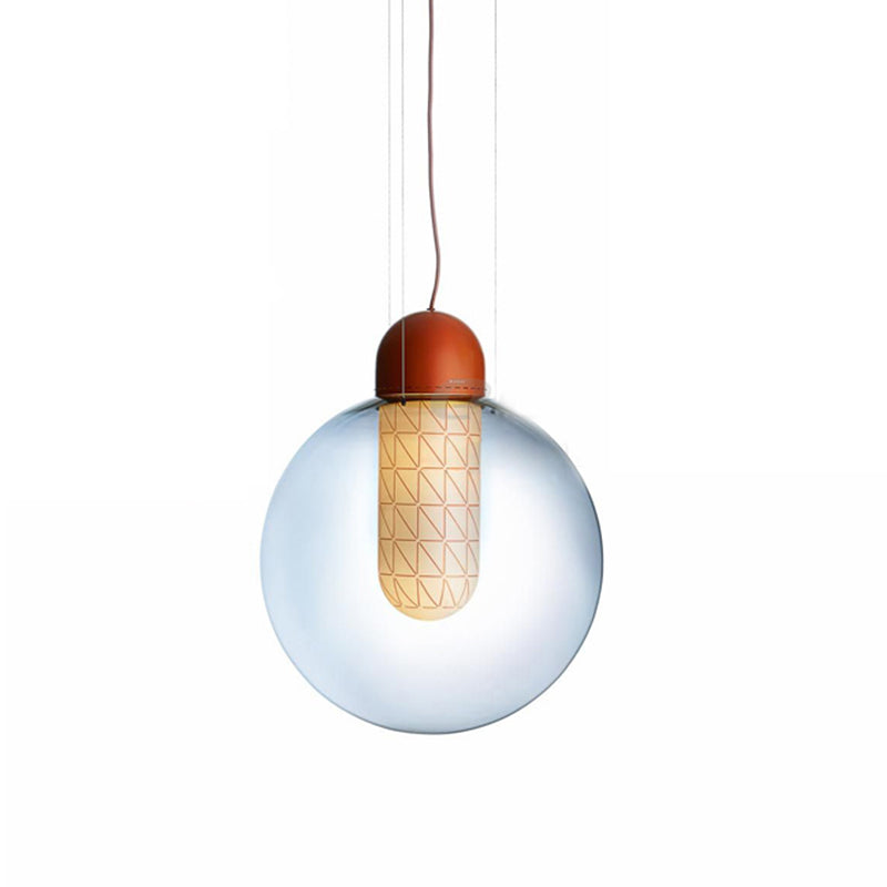 Sphère orange éclairage pendant moderne 1 gradient léger en verre fumée LED de plafond suspendu