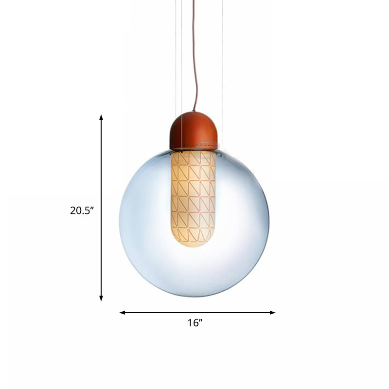 Iluminación colgante de esfera de naranja 1 Lámpara de techo colgante de vidrio de humo de gradiente de luz de luz