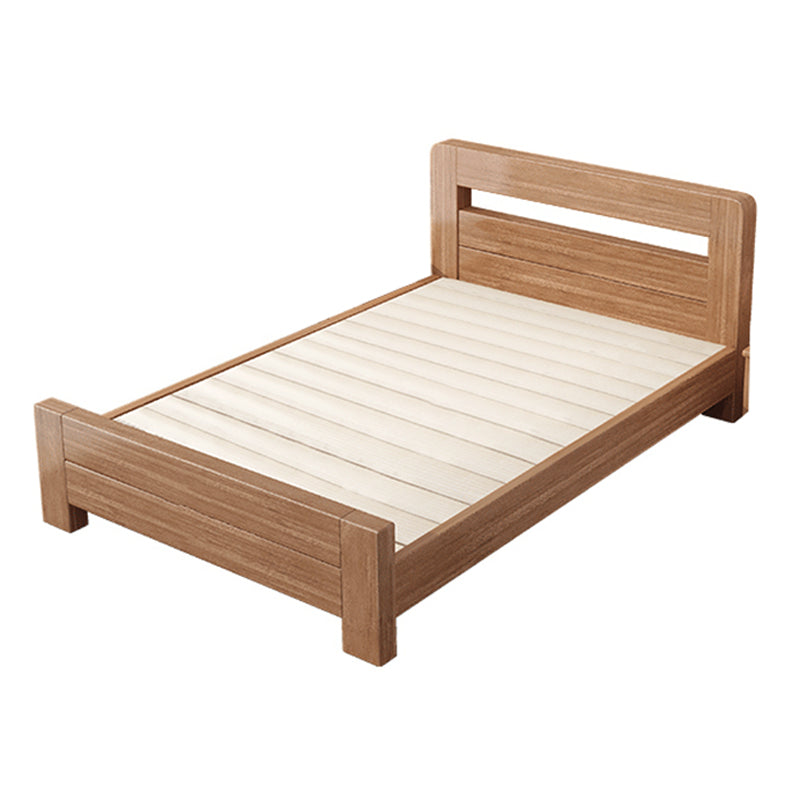 Scandinavian Walnut Panel Rectangular with Headboard Bed Frame