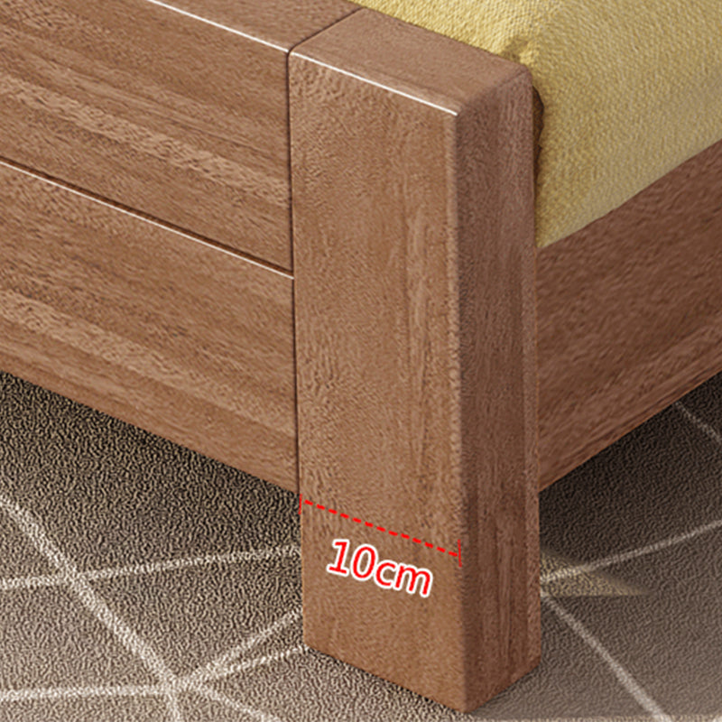 Scandinavian Walnut Panel Rectangular with Headboard Bed Frame