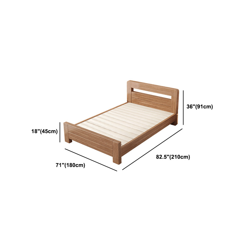 Scandinavian Walnut Panel Rectangular with Headboard Bed Frame