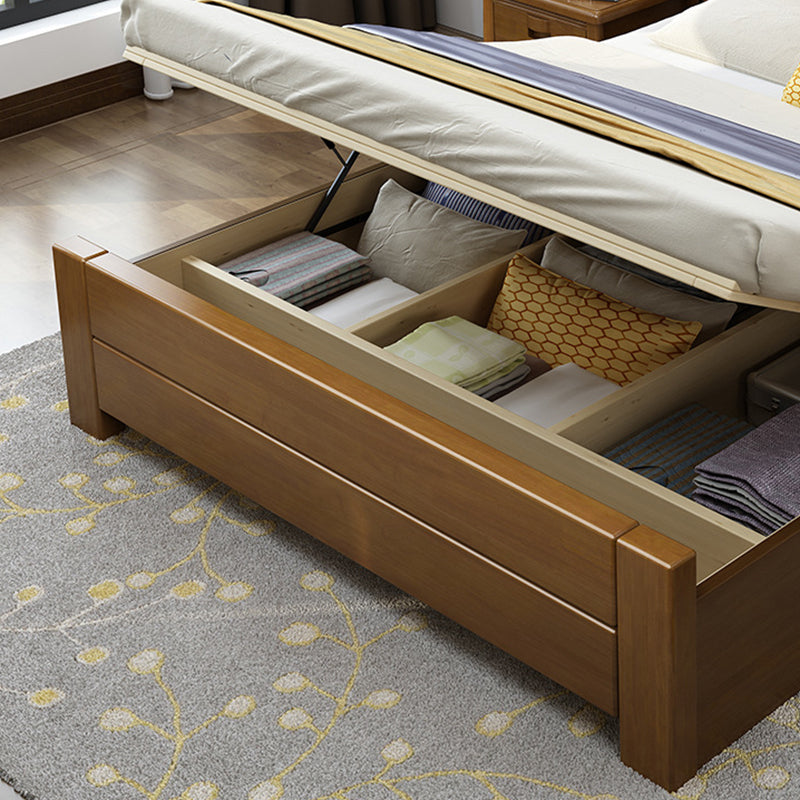 Traditional Pine Wood with HeadboardRectangular Panel Panel Bed